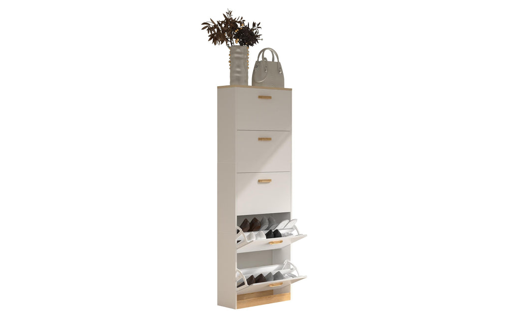 VCM Schuhschrank Halom XL Weiss/Eiche