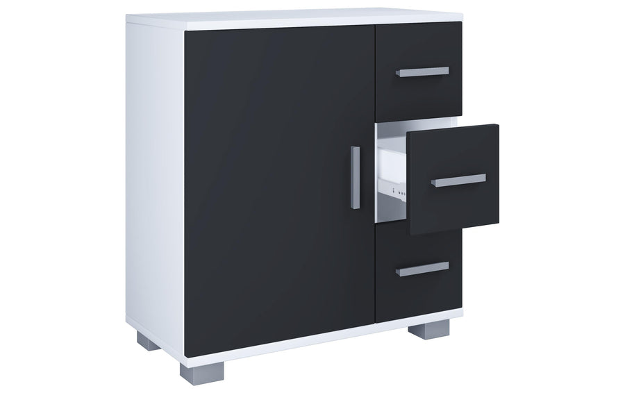 VCM Badzimmerschrank Zalo XL Weiss/Schwarz 60 x 65 cm Melamin, Grundmaterial: Holz