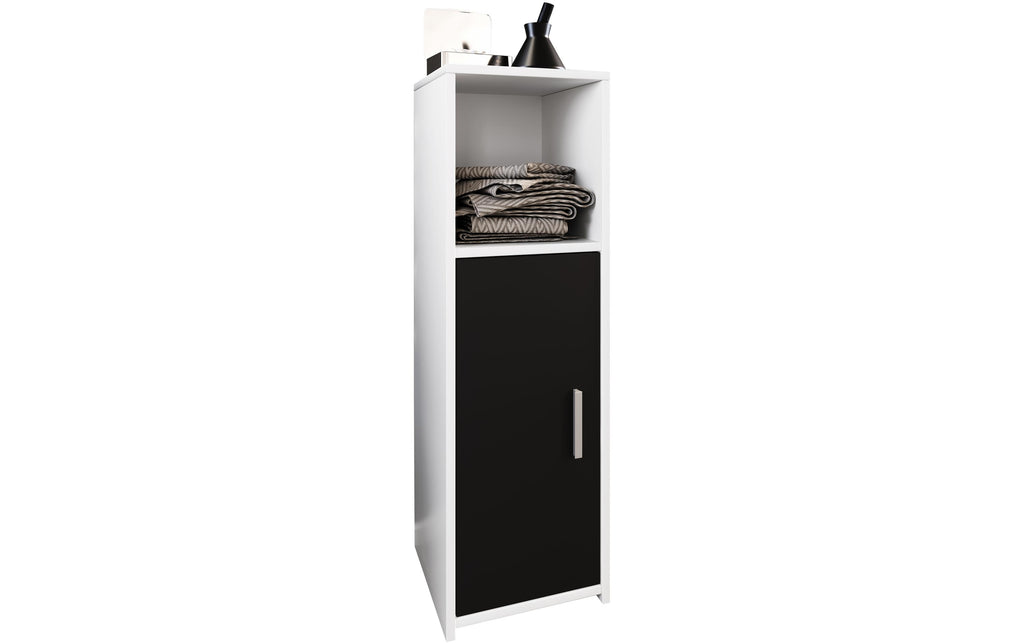 VCM Badzimmerschrank Zalo L Weiss/Schwarz 30 x 95 cm Melamin, Grundmaterial: Holz