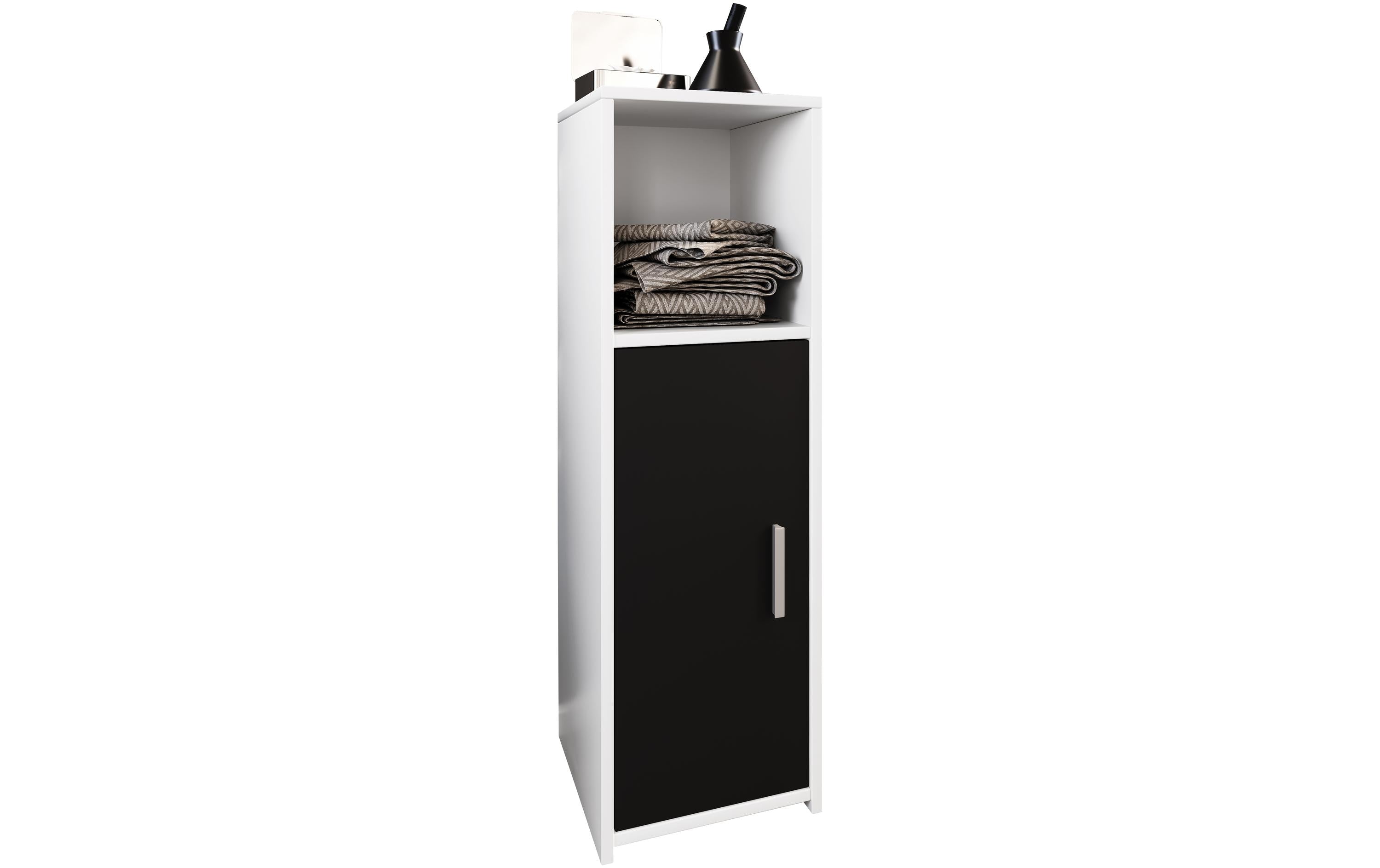 VCM Badzimmerschrank Zalo L Weiss/Schwarz 30 x 95 cm Melamin, Grundmaterial: Holz