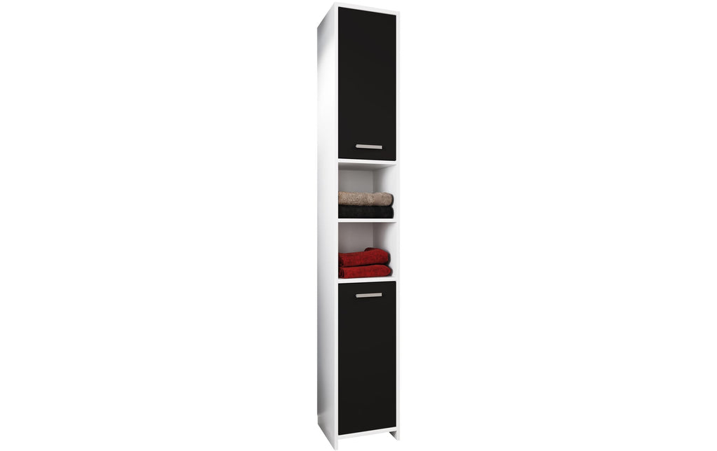 VCM Badzimmer Hochschrank Zalo L Weiss/Schwarz 30 x 180 cm Spanplatte, Grundmaterial: Holz