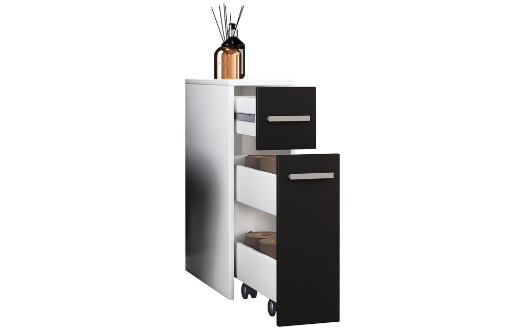 VCM Badzimmer Nischenschrank Zalo Weiss/Schwarz 20 x 61 cm Spanplatte, Grundmaterial: Holz