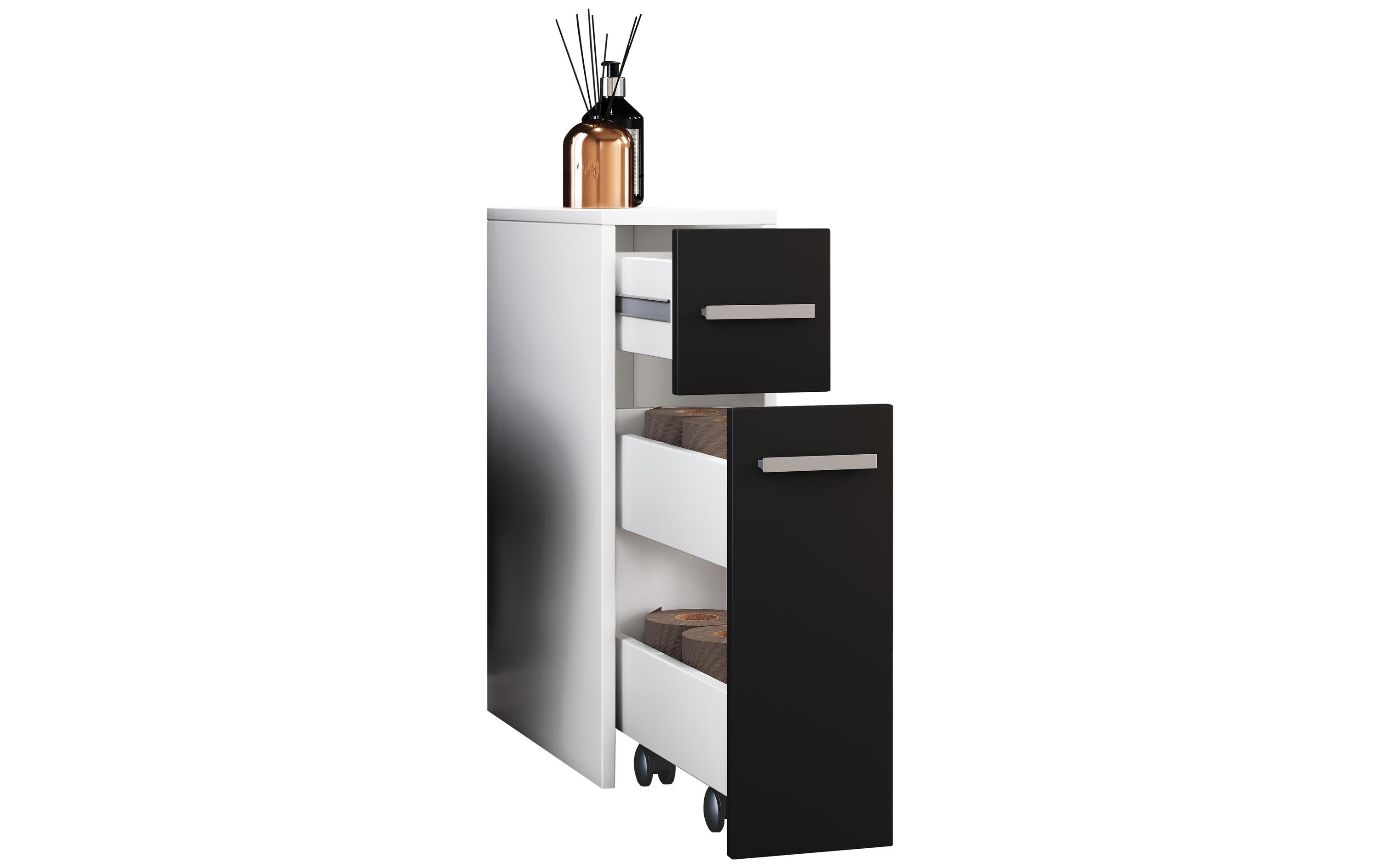 VCM Badzimmer Nischenschrank Zalo Weiss/Schwarz 20 x 61 cm Spanplatte, Grundmaterial: Holz
