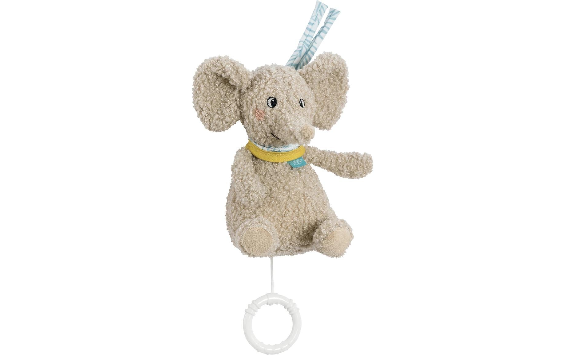 fehn Spieluhr Elefant, Plüsch, Beige, 20 cm