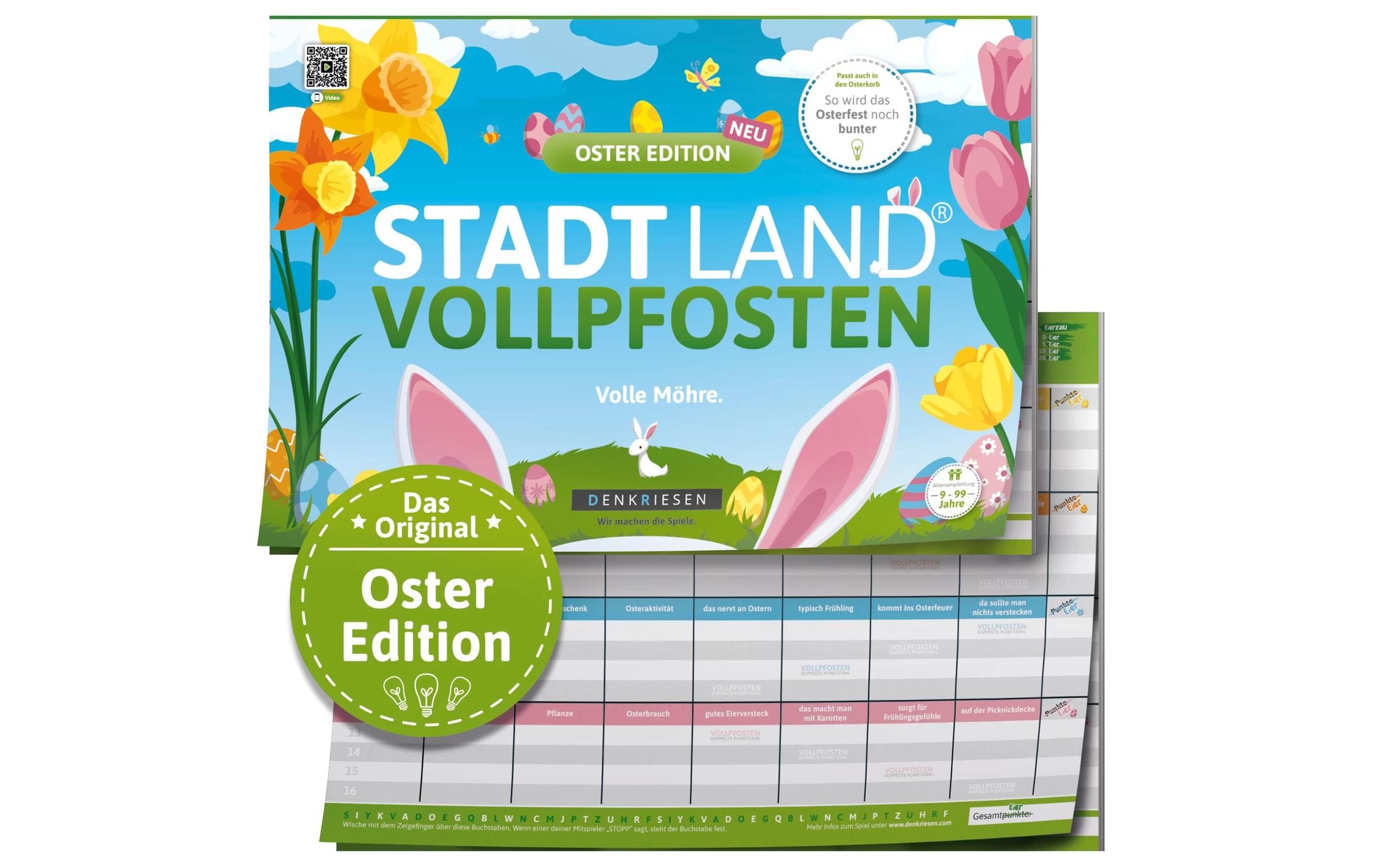 Denkriesen Partyspiel Stadt Land Vollpfosten Oster Edition A4 50 Blatt