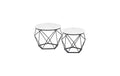 Vasagle Beistelltisch 2er Set, Marmoroptik 50/30x40/36.3 cm (DxH), Stahl, Spanplatte