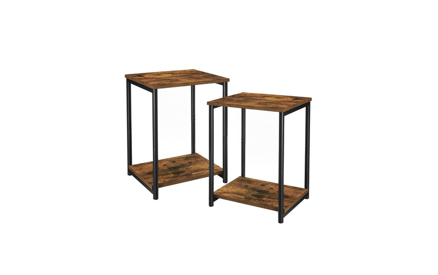 Beistelltisch 2er-Set 30x50 cm Schwarz/Braun VASAGLE