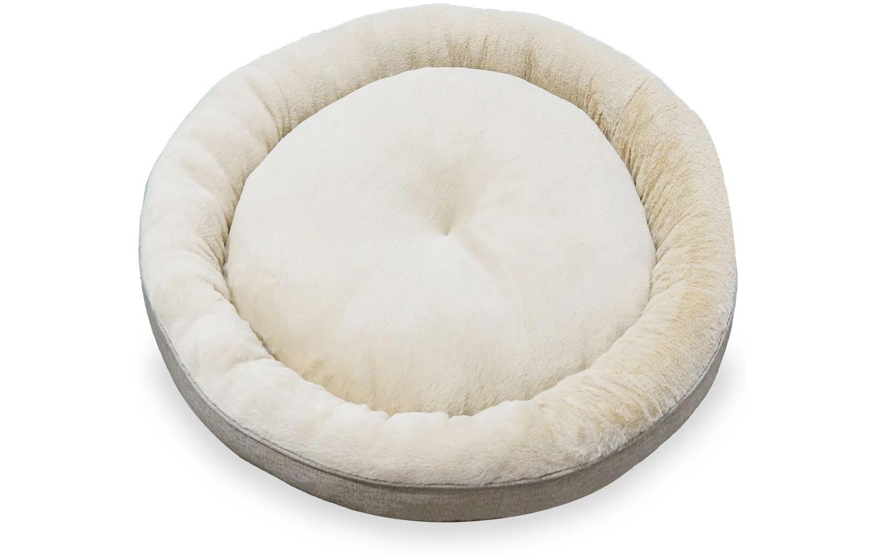 Paws & Whiskers Bett rund Beige, 85 x 85 x 15 cm