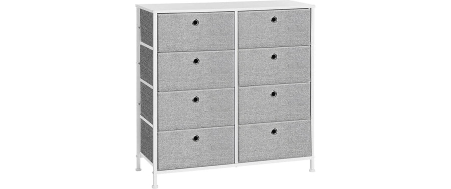 Kommode mit 8 Schubladen 30x81.5 cm Weiss/Grau Songmics