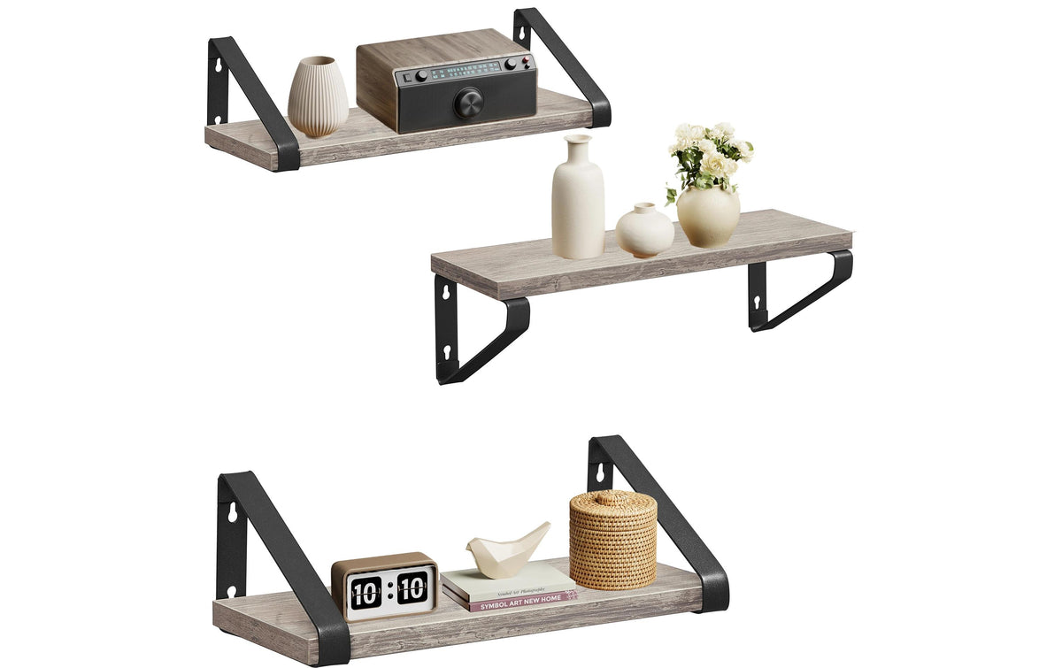 Wandregal 3er-Set Schwarz VASAGLE 30-40 cm