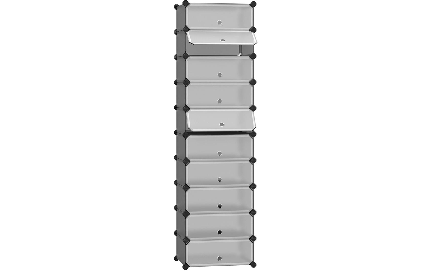 Songmics Schuhboxen Grau, 10 Ablagen