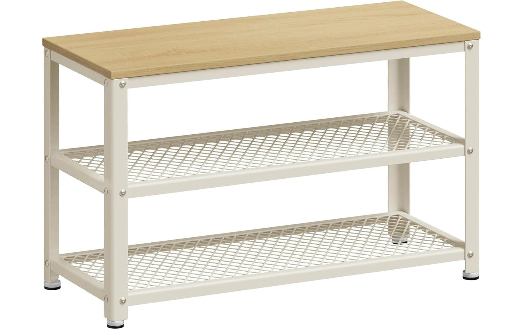 Vasagle Schuhgestell Natur-Weiss,3 Ablagen