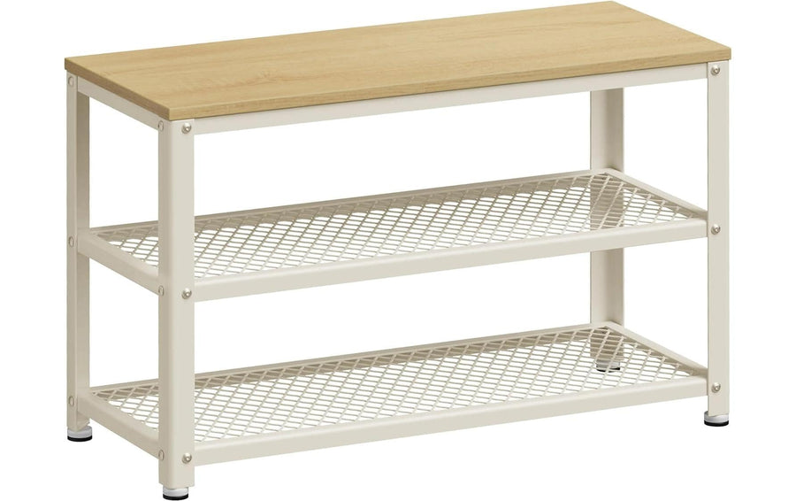 Vasagle Schuhgestell Natur-Weiss,3 Ablagen