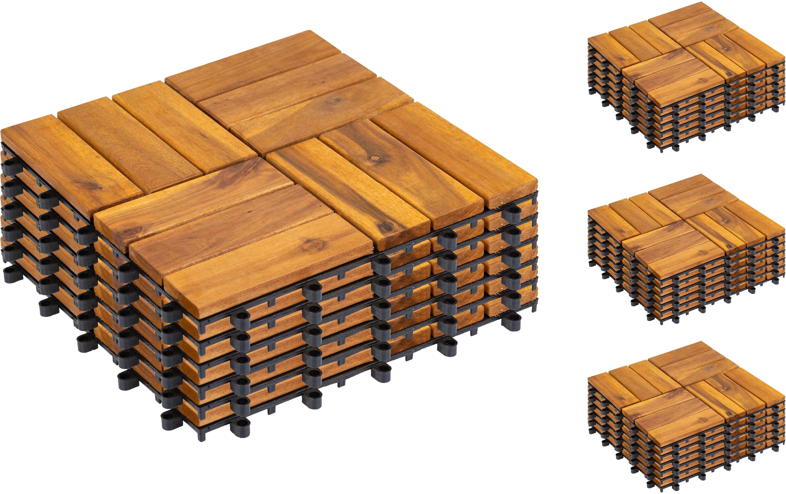 COCON Bodenplatte 12 Latten, 4 Pack à 6 Stk 30x30cm, 6 Stk., FSC Akazie