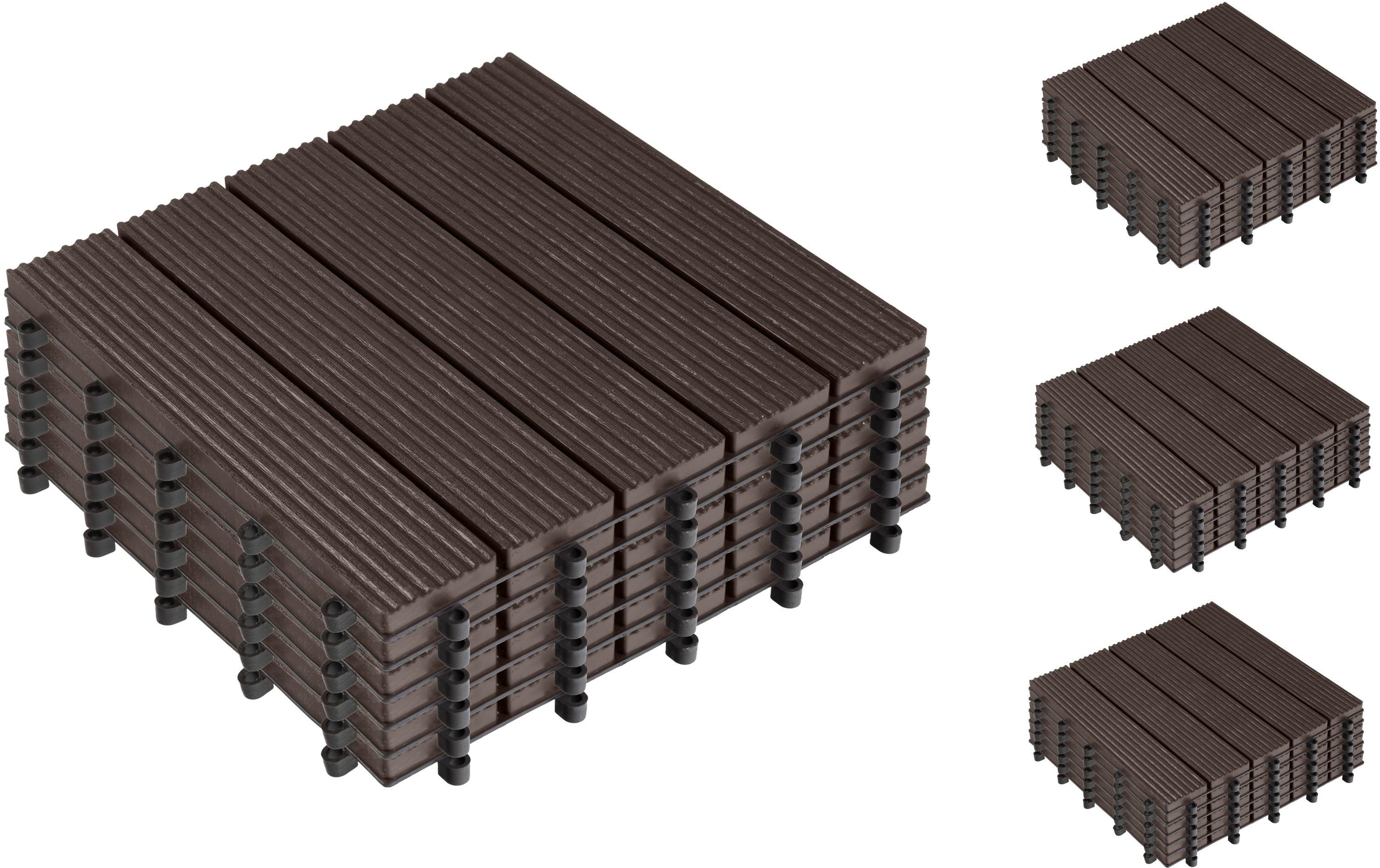 COCON Bodenplatte braun, 4 Pack à 6 Stk. 30x30cm, 6 Stk., PP plastic