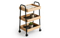 relaxdays Rollwagen Bambus 3 Ebenen 73 x 45,5 x 28 cm