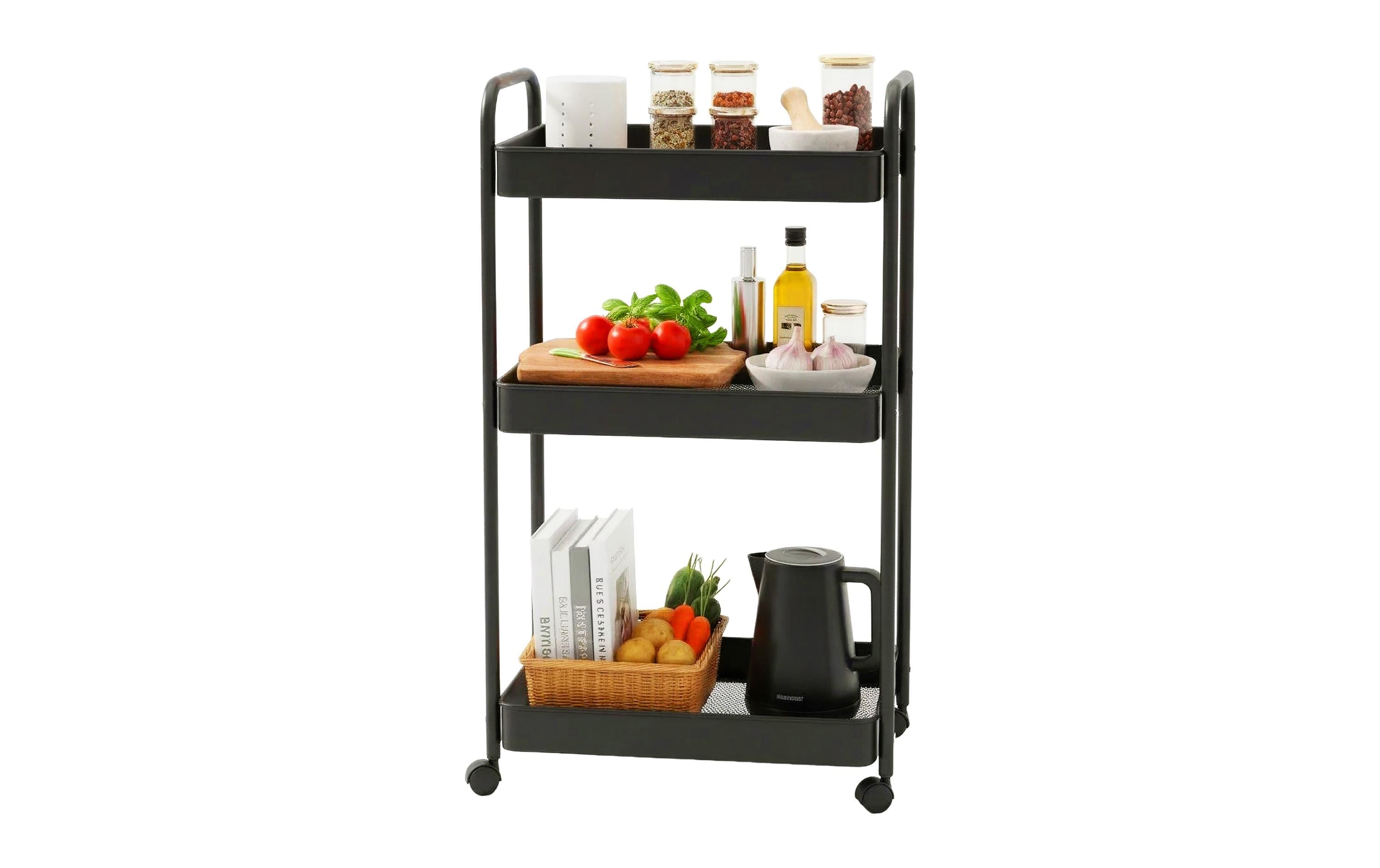 relaxdays Rollwagen Mesh mit 3 Ebenen 78 x 43 x 30 cm