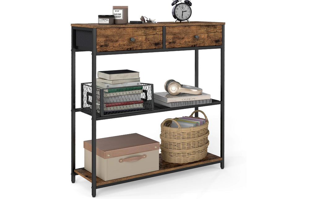 Sideboard 120 x 20 x 80.5 cm Spanplatte Stahl Schwarz Braun VASAGLE