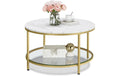 Beistelltisch Glas Weiss Gold 80 x 46 cm VASAGLE
