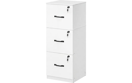 VASAGLE Aktenschrank Holzspanplatte 3 Schubladen Wolkenweiss