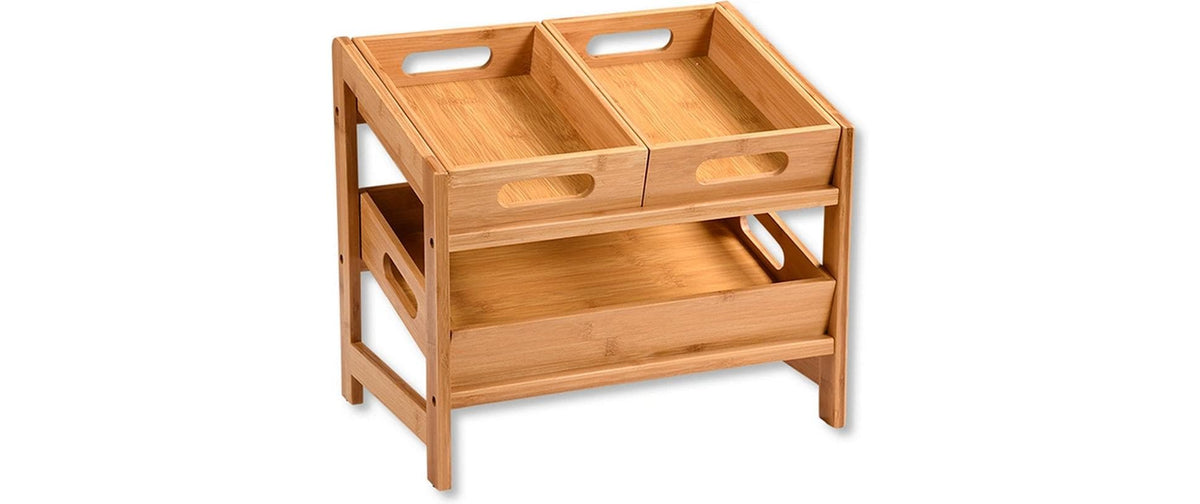 Küchenregale 2 Ebenen Bambus 55x20x27 cm Kesper