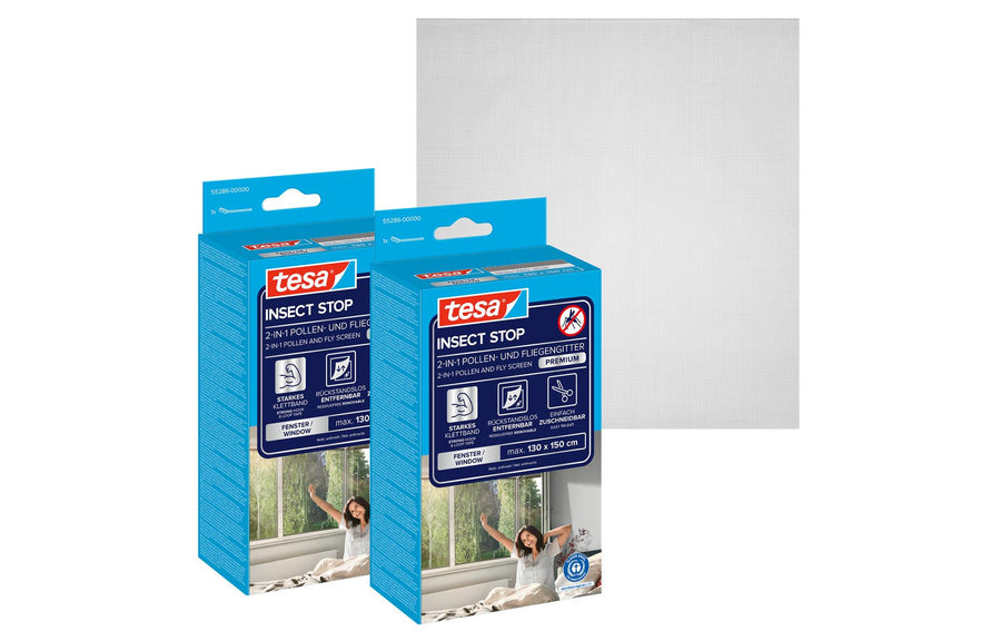 tesa Pollenschutz -Set 130 cm x 150 cm, Anthrazit, 2er Pack