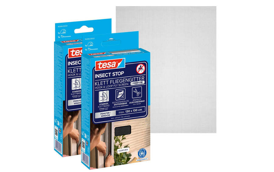 tesa Fliegengitter -Set Comfort, 2x 1.3 m x 1.3 m, Anthrazit