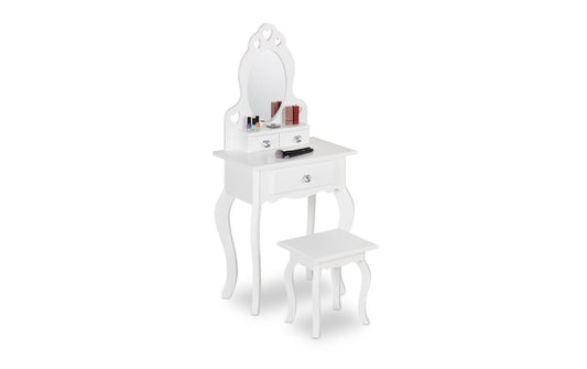 relaxdays Kinderschminktisch mit Hocker weiss