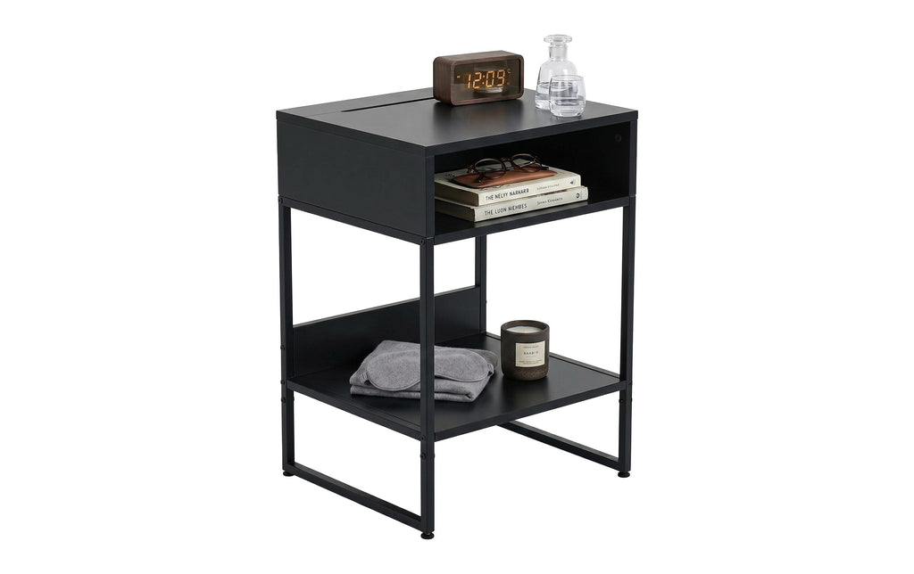 Nachttisch 40 x 40 x 30 cm Schwarz von relaxdays