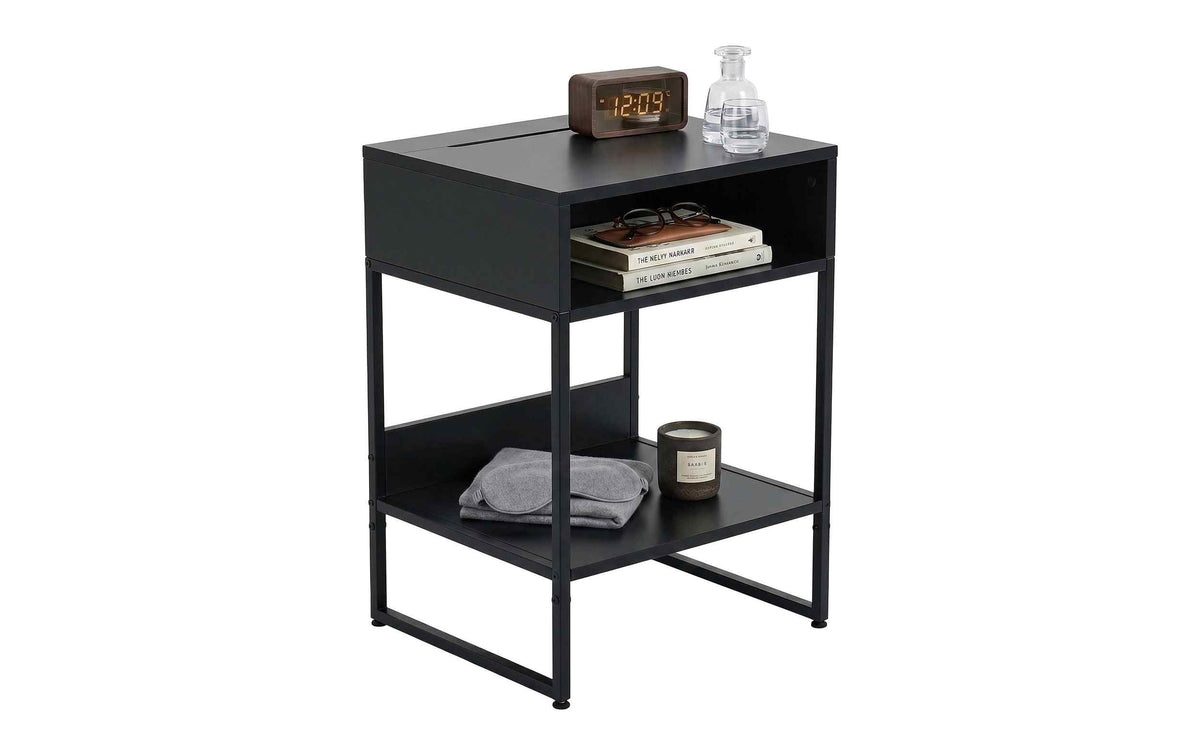 relaxdays Nachttisch 40 x 40 x 30 cm Schwarz