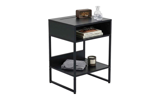 relaxdays Nachttisch 40 x 40 x 30 cm Schwarz