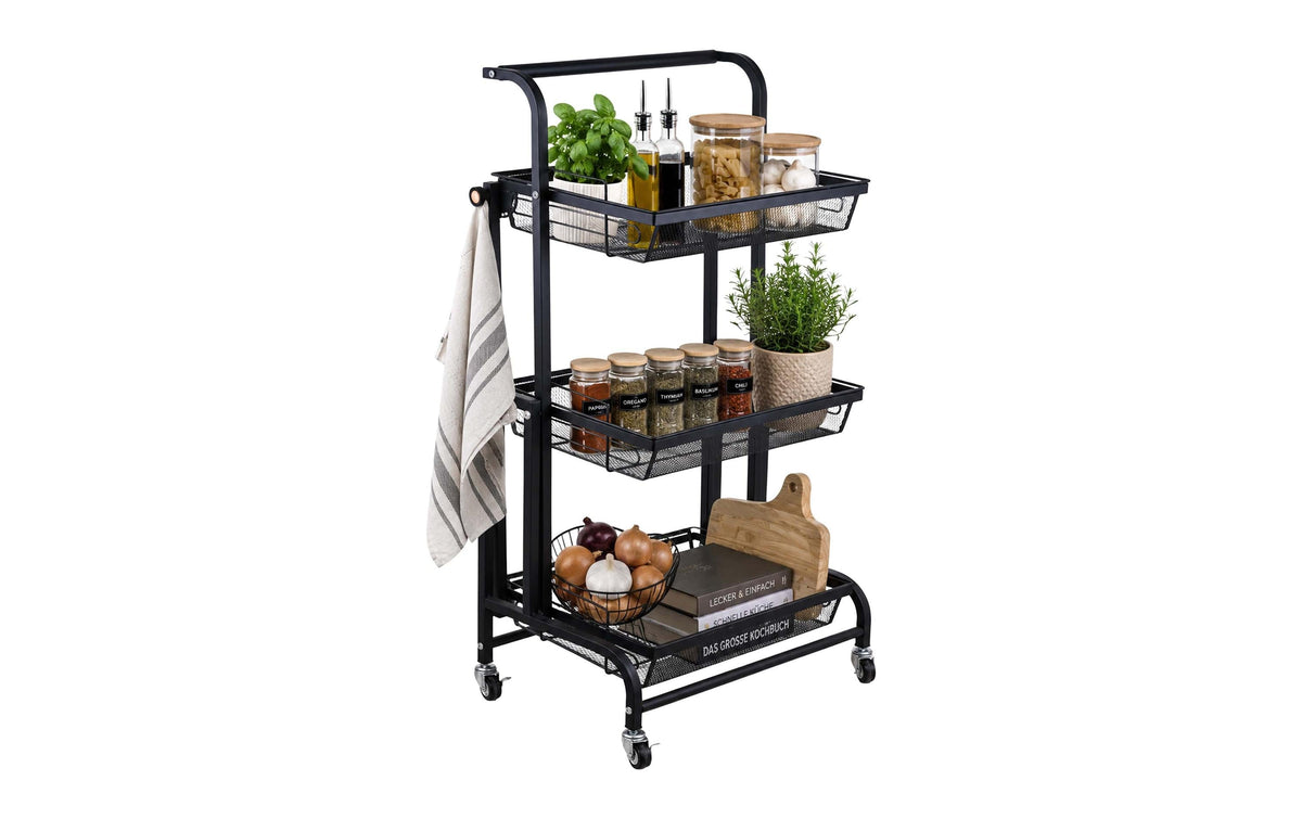 Küchenwagen 44 x 94.5 x 30 cm Schwarz von relaxdays