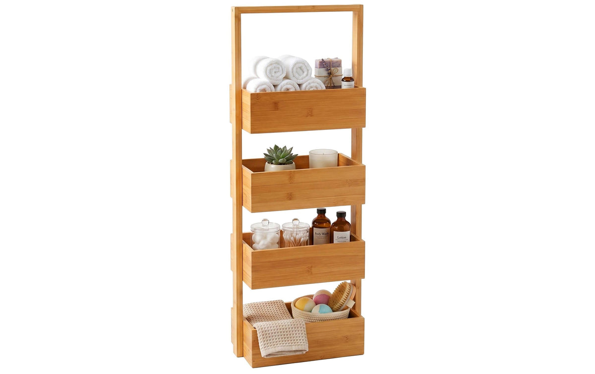 Badregal 28x88 cm Braun Bambus relaxdays