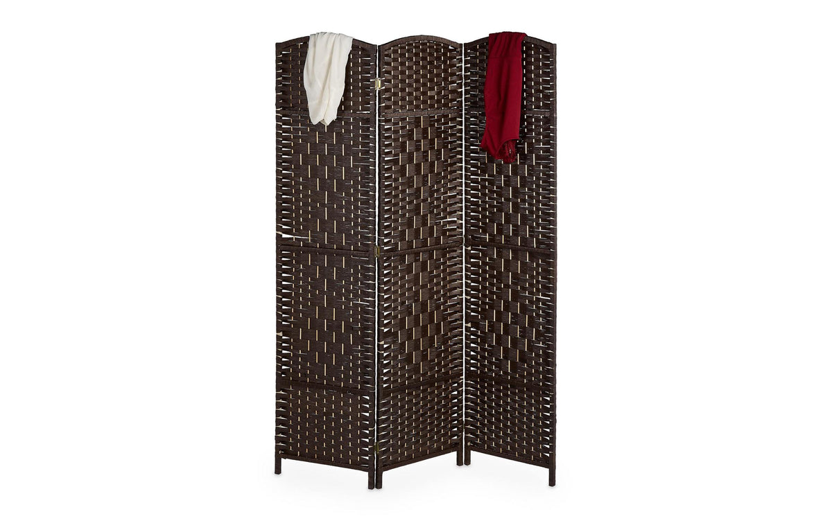 relaxdays Paravent Holz 120 × 170 cm Dunkelbraun