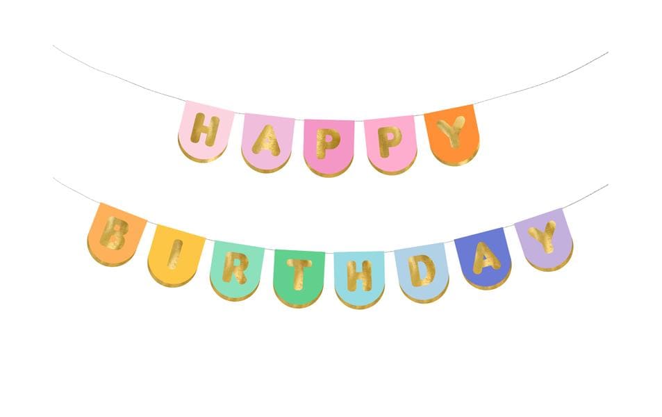 Girlande Happy Birthday aus schimmerndem Papier