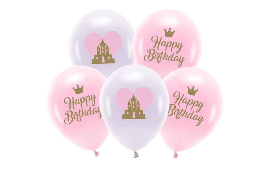 Partydeco PartyDeco Öko-Ballons Happy Birthday, 5er-Set Mehrfarbig