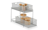 relaxdays Unterschrank-Organizer Weiss/Silber Mit 2 Ausziehkörben