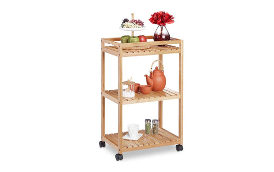 relaxdays Küchenwagen 47 x 77 cm Schwarz/Braun