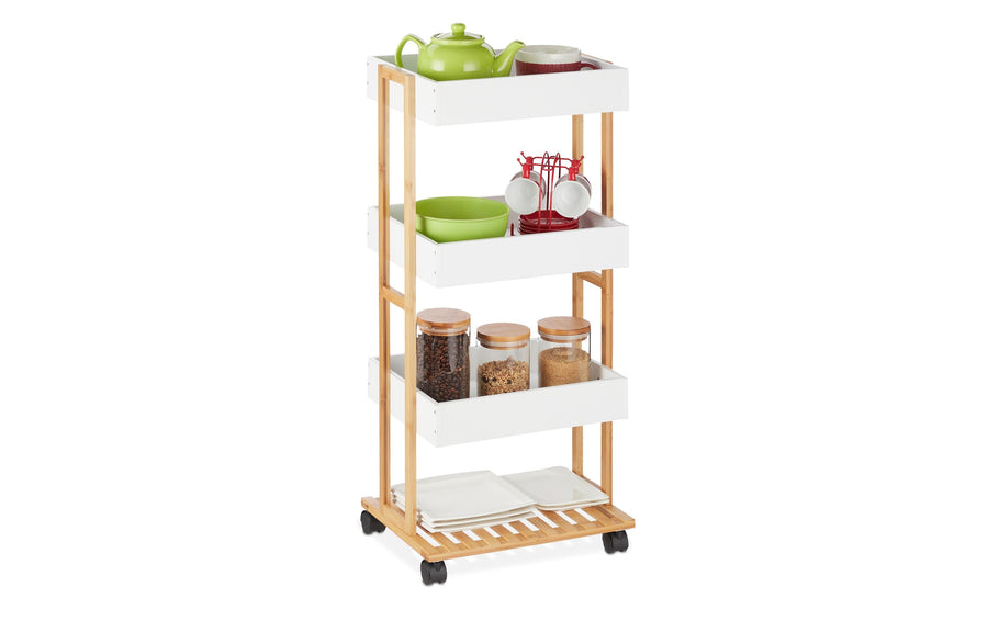 Küchenwagen 40 x 88 cm Weiss/Braun Relaxdays