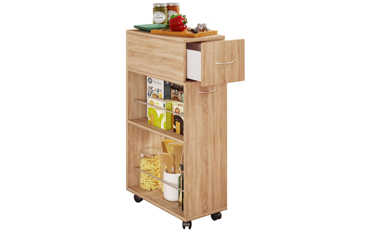 Küchenwagen Tusal mit Schublade 25x85x50 cm Braun VCM
