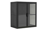 VCM Vitrine Flokas S in Schwarz mit Glastüren und zwei Innenfächern
