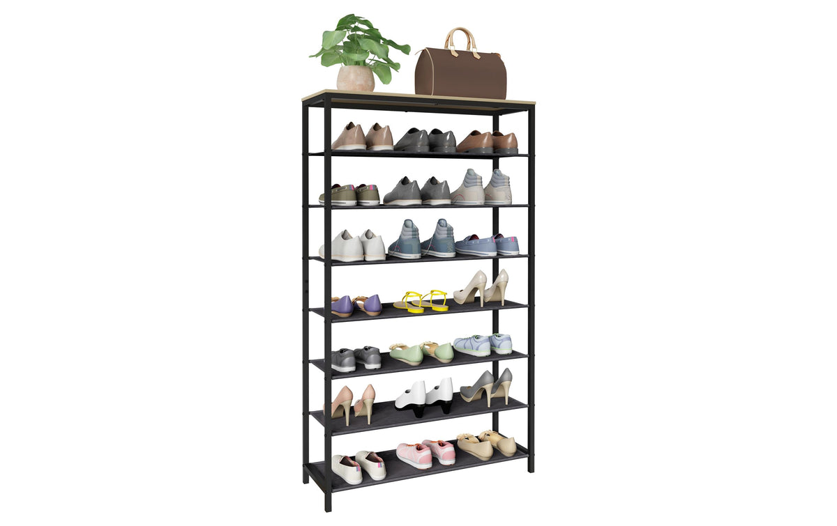 Schuhschrank Taliro 90 x 152 cm Schwarz Weiss von VCM