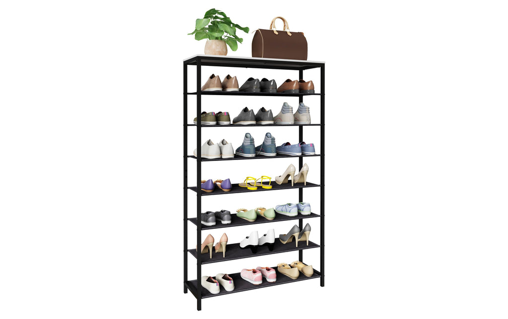 Schuhschrank Taliro 90 x 152 cm Schwarz Weiss von VCM