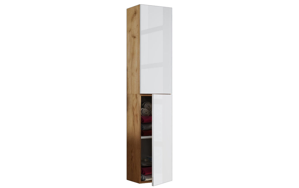 Badschrank Lendas 33x150 cm Braun/Grau von VCM