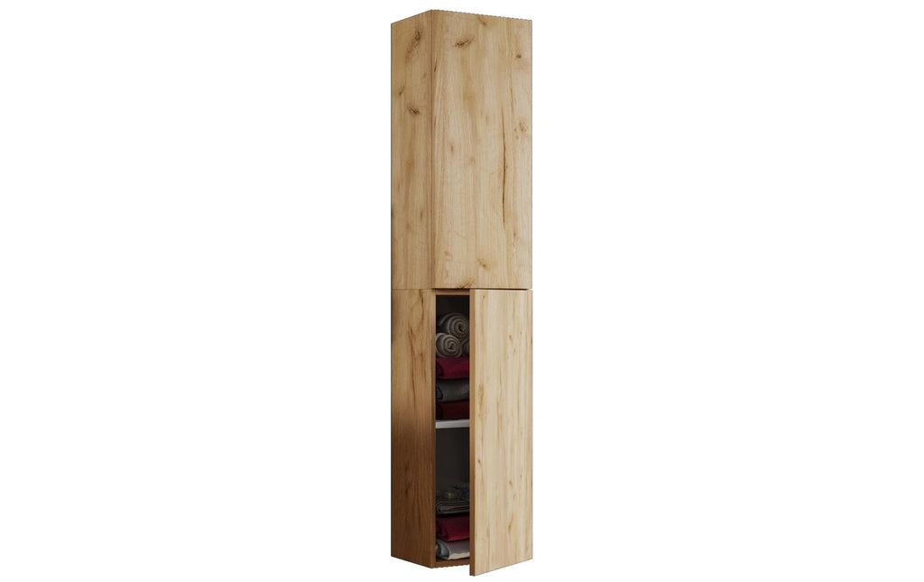 Badschrank Lendas 33x150 cm Braun/Grau von VCM