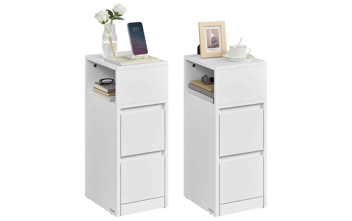VASAGLE Nachttisch 2er Set 25 x 65 cm, Weiss