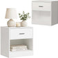 relaxdays Nachttisch 39 x 41 cm, Weiss/Braun, 2er Set