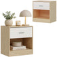 relaxdays Nachttisch 39 x 41 cm, Weiss/Braun, 2er Set