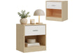 Nachttische 39x41 cm Weiss/Braun 2er Set relaxdays