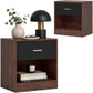 relaxdays Nachttisch 39 x 41 cm, Weiss/Braun, 2er Set